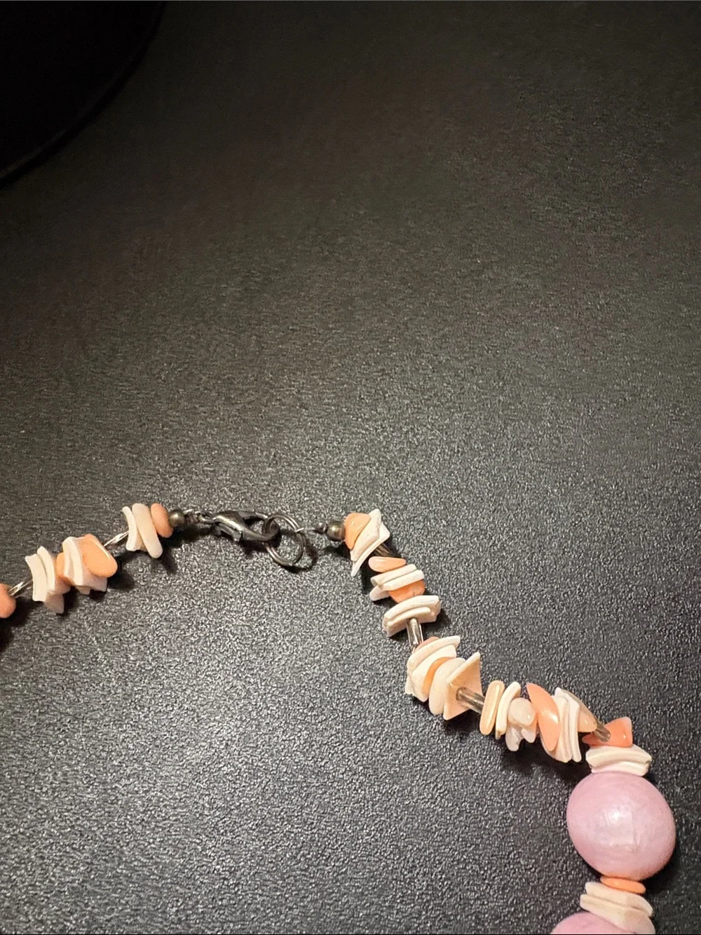 Pink Beaded Statement Necklace - Beachy Shell Accents